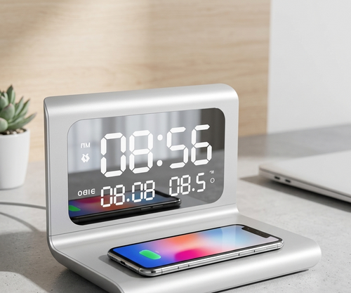 30W Wireless Charging Stand with Clock & Thermometer | Fast Qi Charger